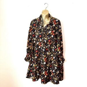Simply Southern Floral Tunic Dress XL Boho Fall Button Front Flowy Lightweight
